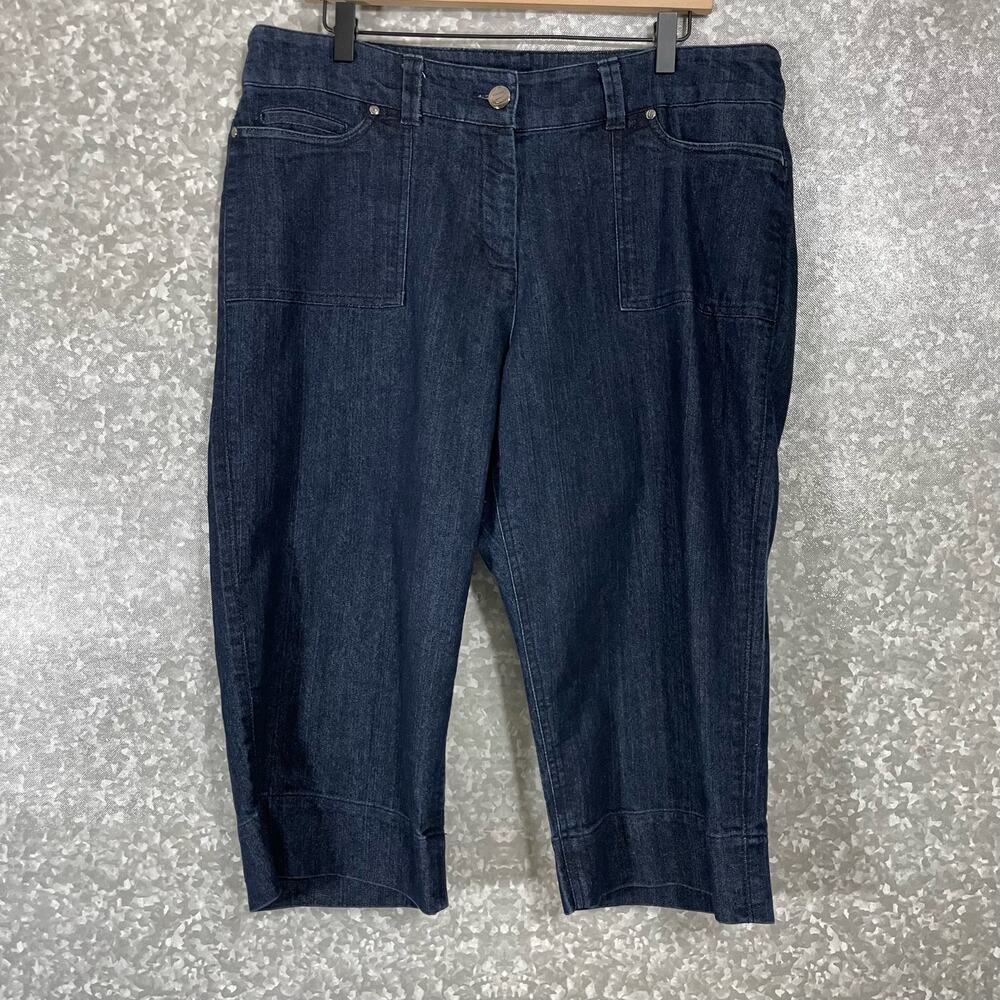 Dalia Collection Women's Dark Wash Denim Capris - Plus Size 14W - Bermuda Shorts